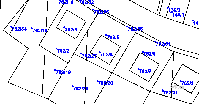 Parcela st. 762/4 v KÚ Blažovice, Katastrální mapa