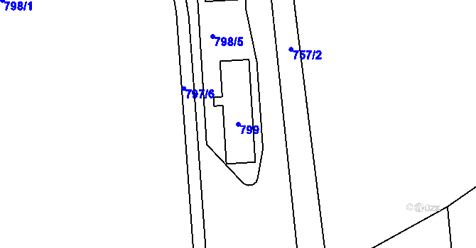 Parcela st. 799 v KÚ Blažovice, Katastrální mapa