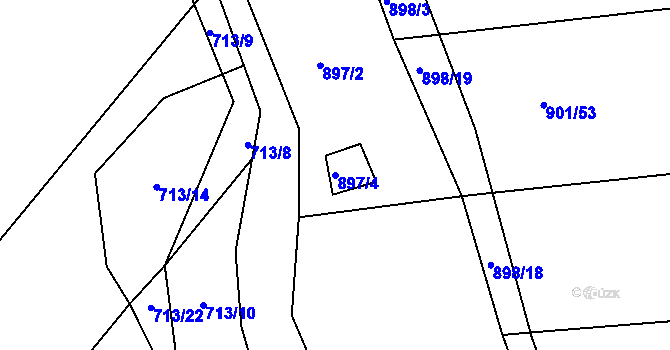 Parcela st. 897/4 v KÚ Blažovice, Katastrální mapa