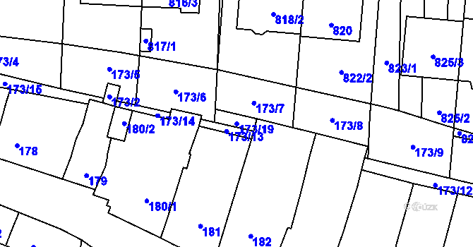 Parcela st. 173/19 v KÚ Blažovice, Katastrální mapa