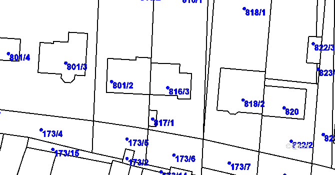 Parcela st. 816/3 v KÚ Blažovice, Katastrální mapa