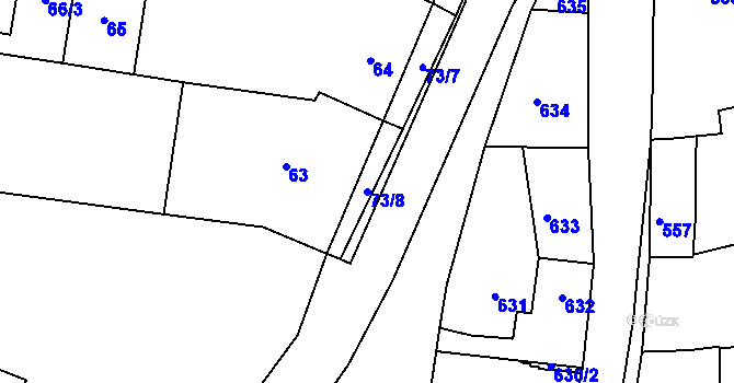 Parcela st. 73/8 v KÚ Blažovice, Katastrální mapa