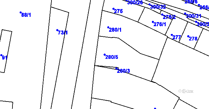 Parcela st. 280/5 v KÚ Blažovice, Katastrální mapa
