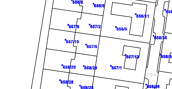 Parcela st. 657/5 v KÚ Blažovice, Katastrální mapa