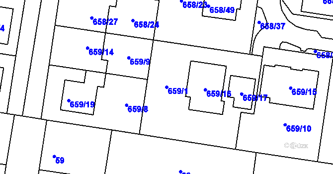Parcela st. 659/1 v KÚ Blažovice, Katastrální mapa
