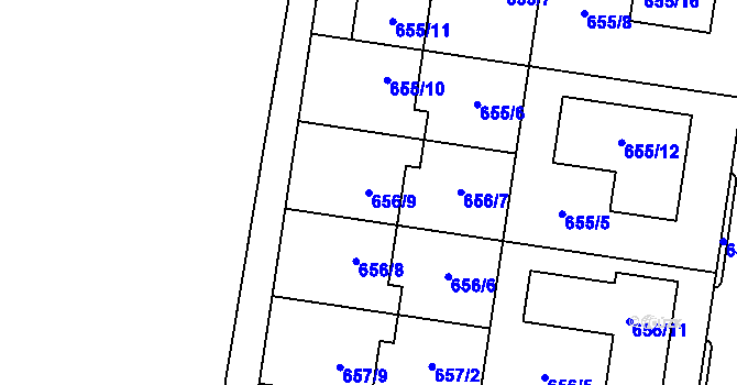 Parcela st. 656/9 v KÚ Blažovice, Katastrální mapa