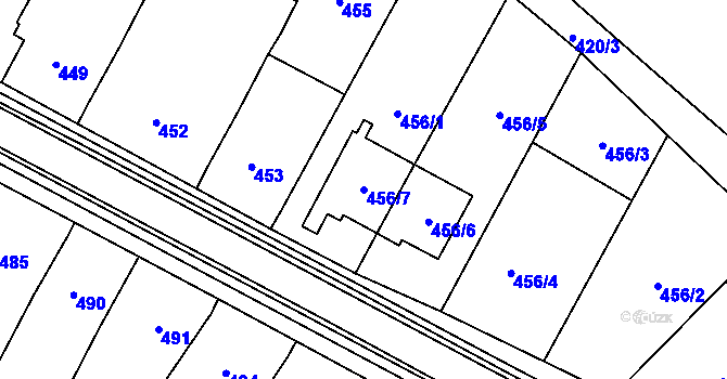 Parcela st. 456/7 v KÚ Blažovice, Katastrální mapa