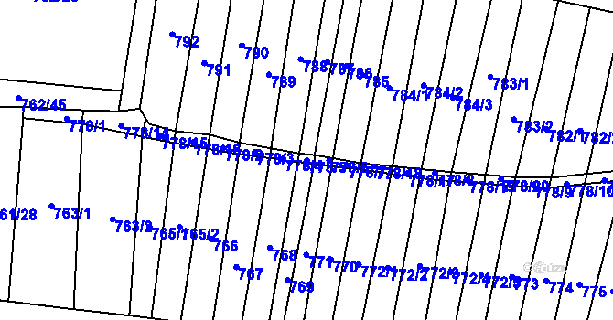 Parcela st. 778/5 v KÚ Blažovice, Katastrální mapa