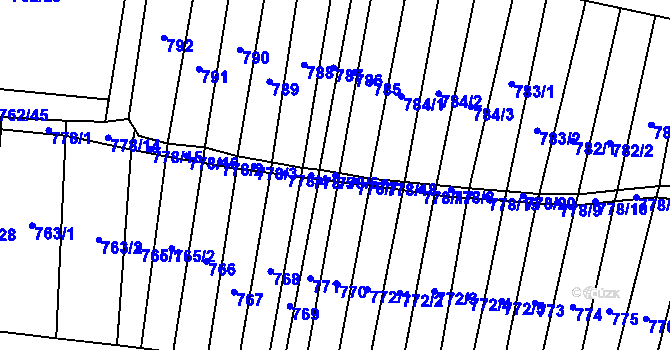 Parcela st. 778/6 v KÚ Blažovice, Katastrální mapa