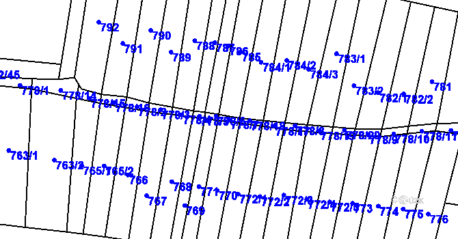 Parcela st. 778/7 v KÚ Blažovice, Katastrální mapa
