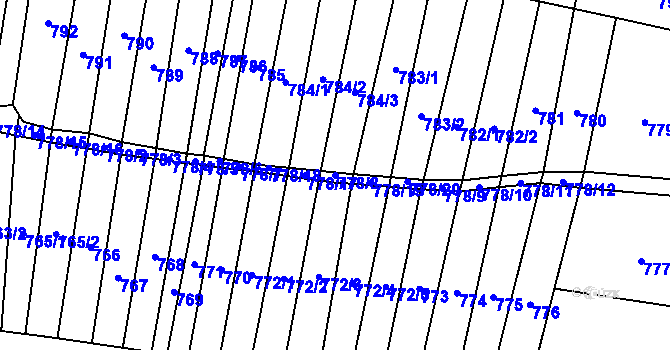 Parcela st. 778/8 v KÚ Blažovice, Katastrální mapa