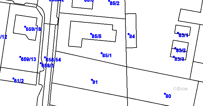 Parcela st. 85/1 v KÚ Blažovice, Katastrální mapa