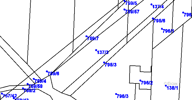 Parcela st. 137/3 v KÚ Blažovice, Katastrální mapa