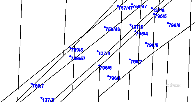 Parcela st. 137/4 v KÚ Blažovice, Katastrální mapa
