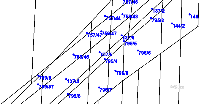 Parcela st. 137/5 v KÚ Blažovice, Katastrální mapa