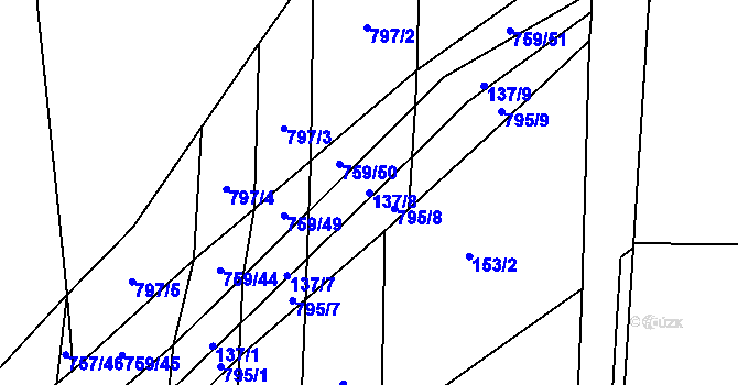 Parcela st. 137/8 v KÚ Blažovice, Katastrální mapa
