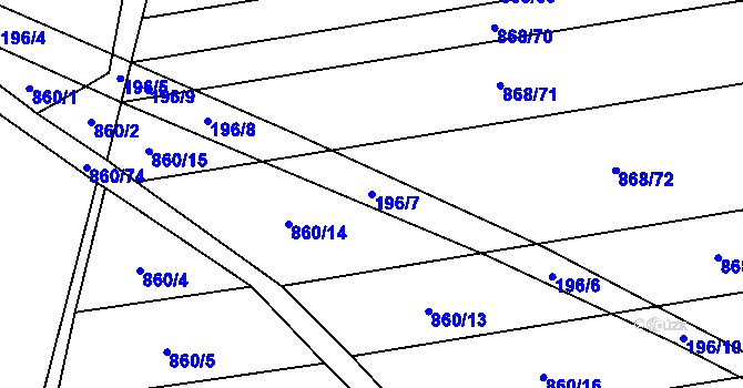 Parcela st. 196/7 v KÚ Blažovice, Katastrální mapa