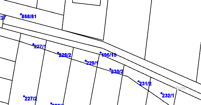 Parcela st. 196/15 v KÚ Blažovice, Katastrální mapa