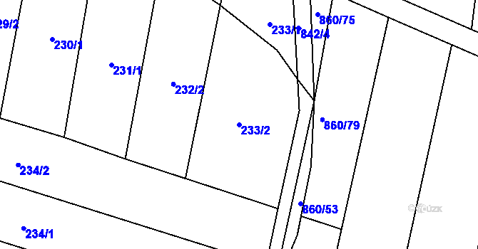 Parcela st. 233/2 v KÚ Blažovice, Katastrální mapa