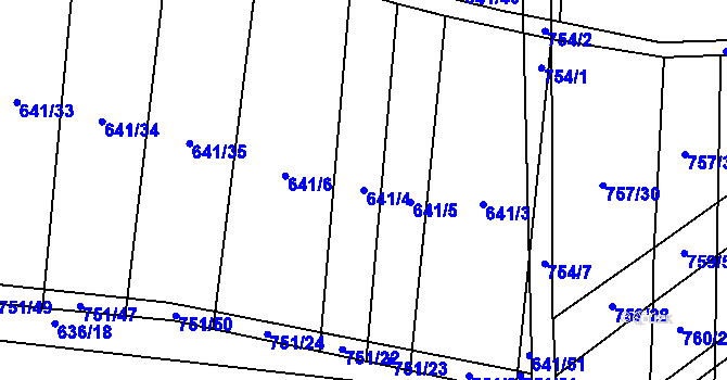 Parcela st. 641/4 v KÚ Blažovice, Katastrální mapa