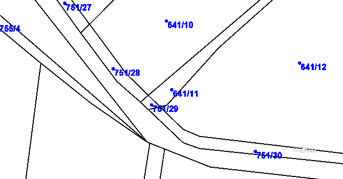 Parcela st. 641/11 v KÚ Blažovice, Katastrální mapa