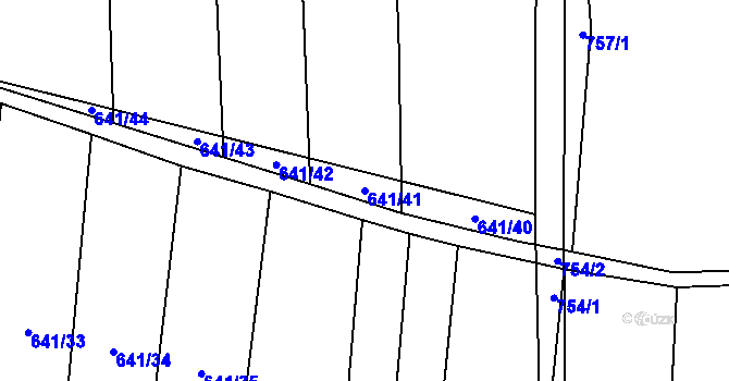 Parcela st. 641/41 v KÚ Blažovice, Katastrální mapa