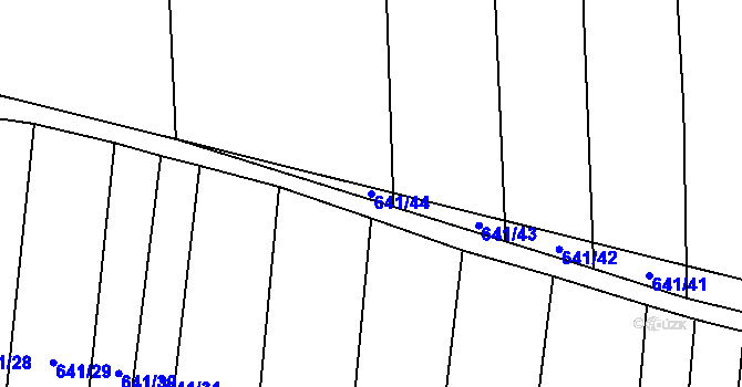 Parcela st. 641/44 v KÚ Blažovice, Katastrální mapa