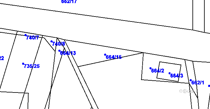 Parcela st. 664/15 v KÚ Blažovice, Katastrální mapa