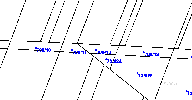 Parcela st. 709/12 v KÚ Blažovice, Katastrální mapa