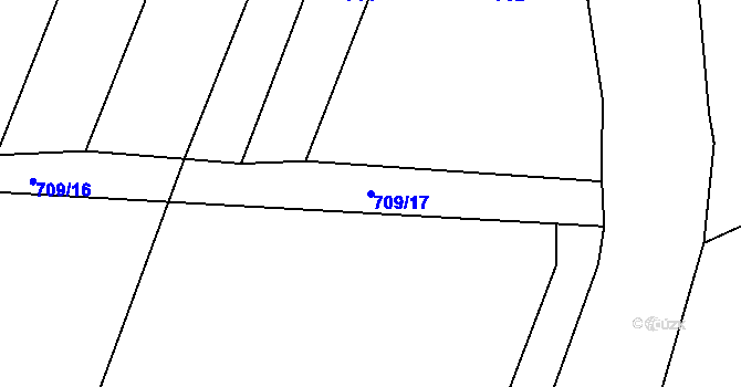 Parcela st. 709/17 v KÚ Blažovice, Katastrální mapa