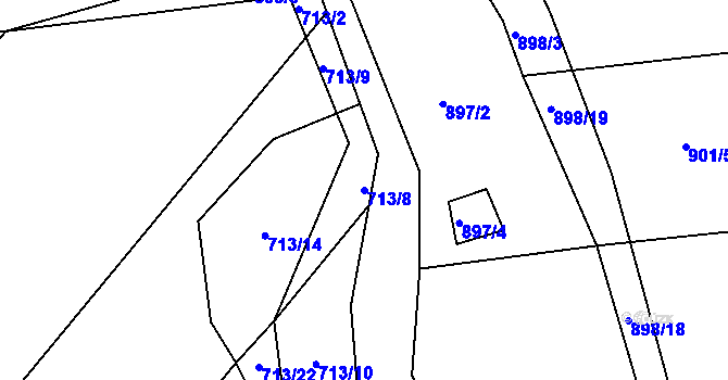 Parcela st. 713/8 v KÚ Blažovice, Katastrální mapa