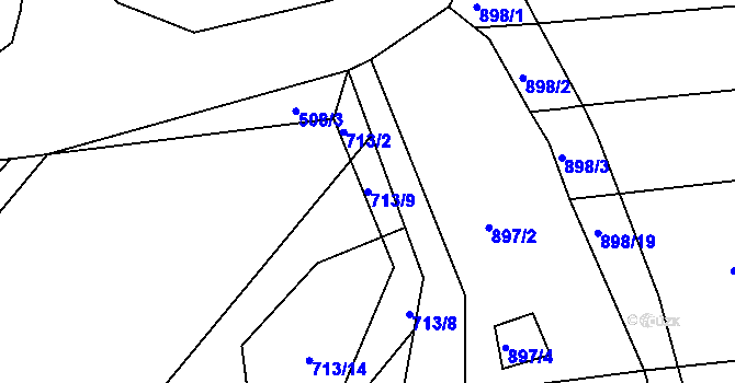 Parcela st. 713/9 v KÚ Blažovice, Katastrální mapa