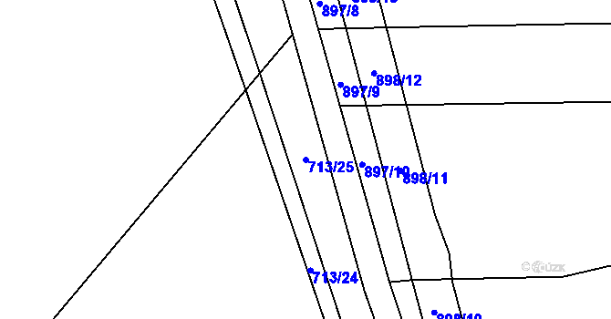 Parcela st. 713/25 v KÚ Blažovice, Katastrální mapa