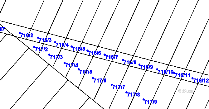 Parcela st. 716/7 v KÚ Blažovice, Katastrální mapa
