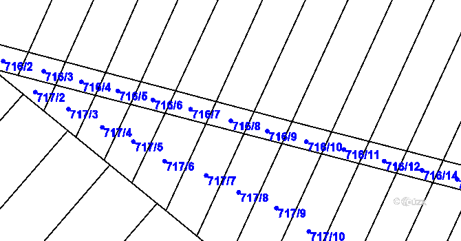 Parcela st. 716/8 v KÚ Blažovice, Katastrální mapa