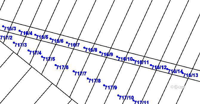 Parcela st. 716/9 v KÚ Blažovice, Katastrální mapa