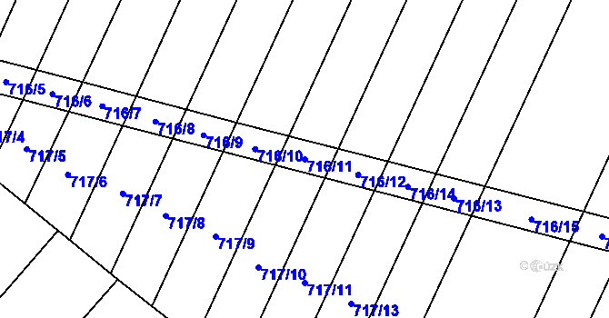 Parcela st. 716/11 v KÚ Blažovice, Katastrální mapa