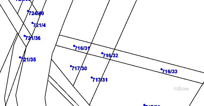Parcela st. 716/32 v KÚ Blažovice, Katastrální mapa