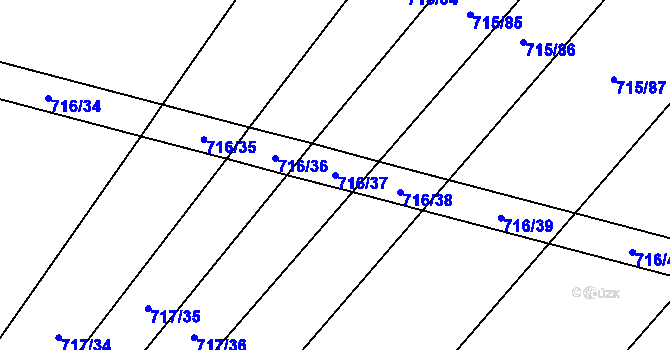 Parcela st. 716/37 v KÚ Blažovice, Katastrální mapa