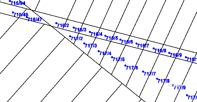 Parcela st. 717/4 v KÚ Blažovice, Katastrální mapa