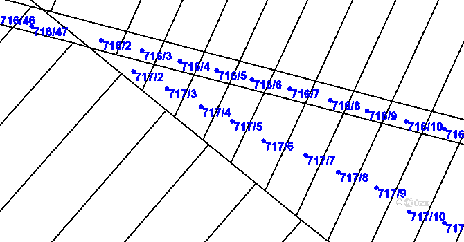 Parcela st. 717/5 v KÚ Blažovice, Katastrální mapa