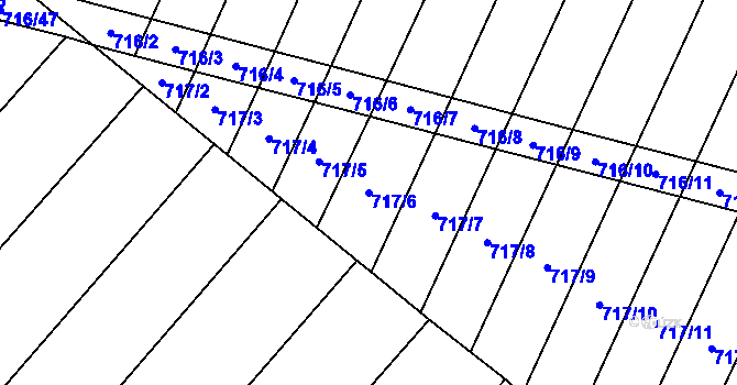 Parcela st. 717/6 v KÚ Blažovice, Katastrální mapa