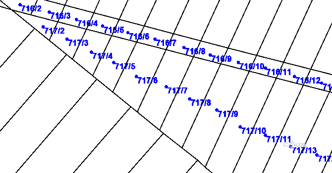 Parcela st. 717/7 v KÚ Blažovice, Katastrální mapa