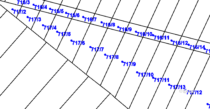 Parcela st. 717/8 v KÚ Blažovice, Katastrální mapa