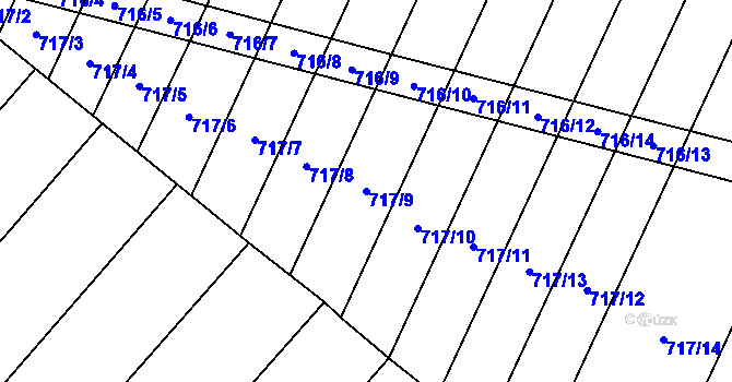 Parcela st. 717/9 v KÚ Blažovice, Katastrální mapa
