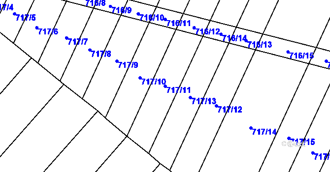 Parcela st. 717/11 v KÚ Blažovice, Katastrální mapa