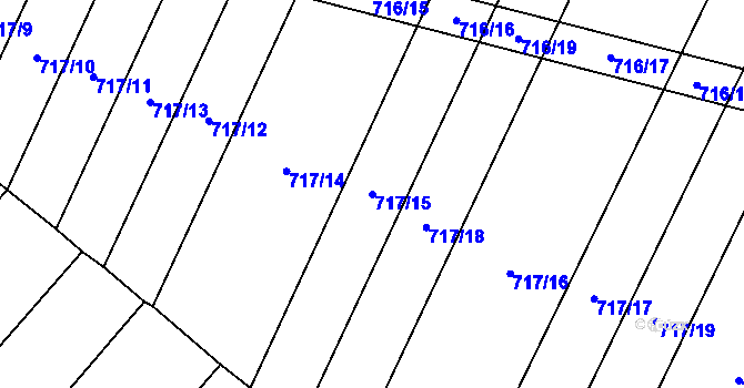Parcela st. 717/15 v KÚ Blažovice, Katastrální mapa