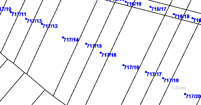 Parcela st. 717/18 v KÚ Blažovice, Katastrální mapa