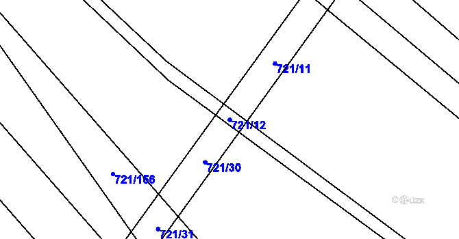 Parcela st. 721/12 v KÚ Blažovice, Katastrální mapa