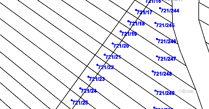 Parcela st. 721/21 v KÚ Blažovice, Katastrální mapa